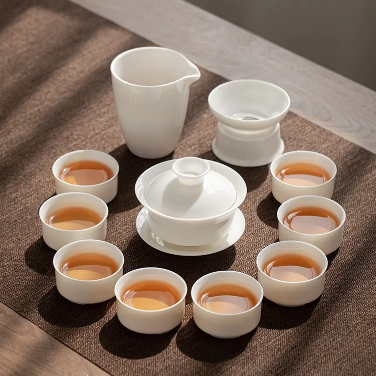 苏氏陶瓷（SUSHICERAMICS）羊脂玉瓷茶具套装中国白陶瓷功夫茶具