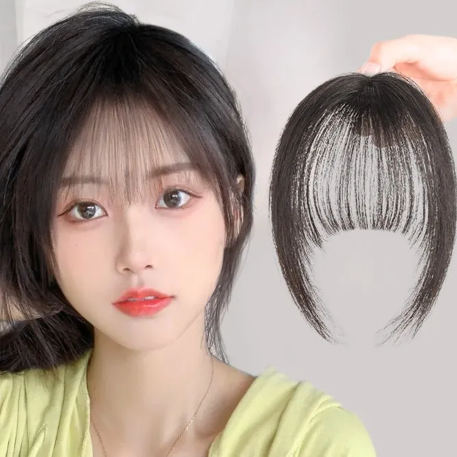 晚晚风流行假发中分法式女全真发女补发发际线头顶专用无痕假发片