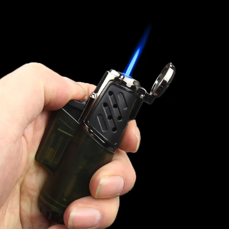 百诚透明直充打火机防风蓝焰充气个性点烟器家用户外气体点火器
