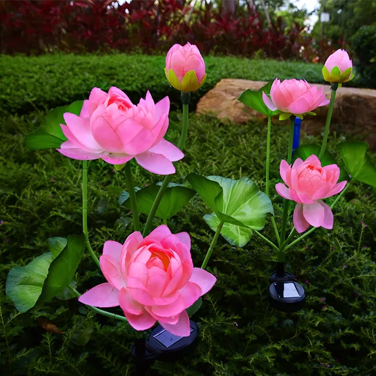 太阳能户外庭院灯花园布置装饰荷花灯防水顶楼阳台院子插地草坪灯