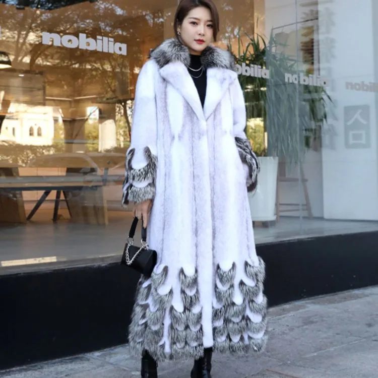 营城之恋貂皮大衣女十字貂长款皮草外套加银狐毛领冬季网红气质