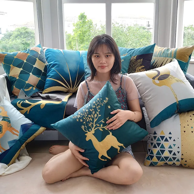 高档轻奢客厅简约枕头靠垫大靠枕套罩不含芯长方形四季沙发靠背垫