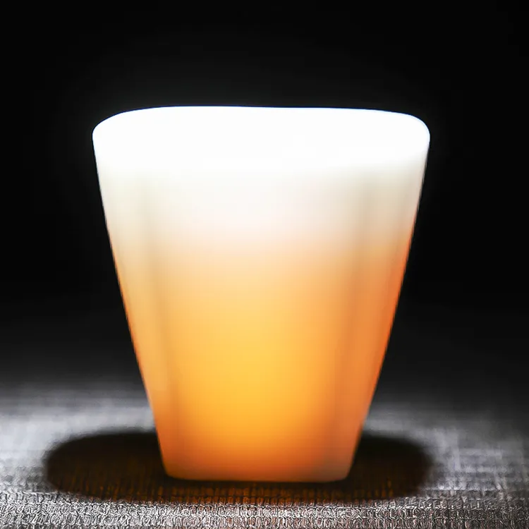 MULTIPOTENT冰种玉瓷茶杯白瓷主人杯个人杯高档陶瓷品茗杯四方杯