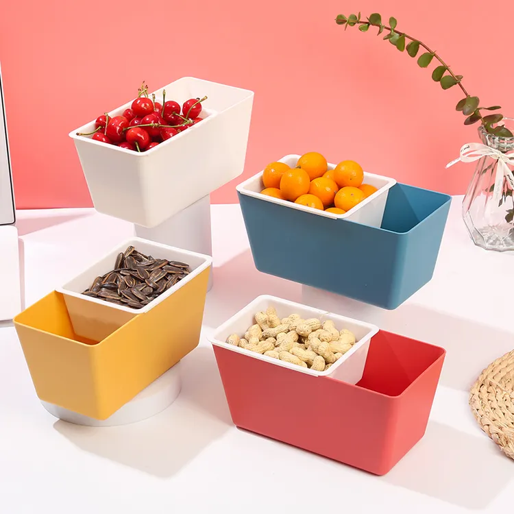 懒人瓜子盒嗑瓜子神器双层水果盘家用果糖创意零食干果盘收纳盒