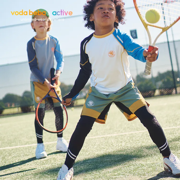 VODA BEBA儿童短裤男童夏季新款撞色冰感超薄透气长裤训练宝宝