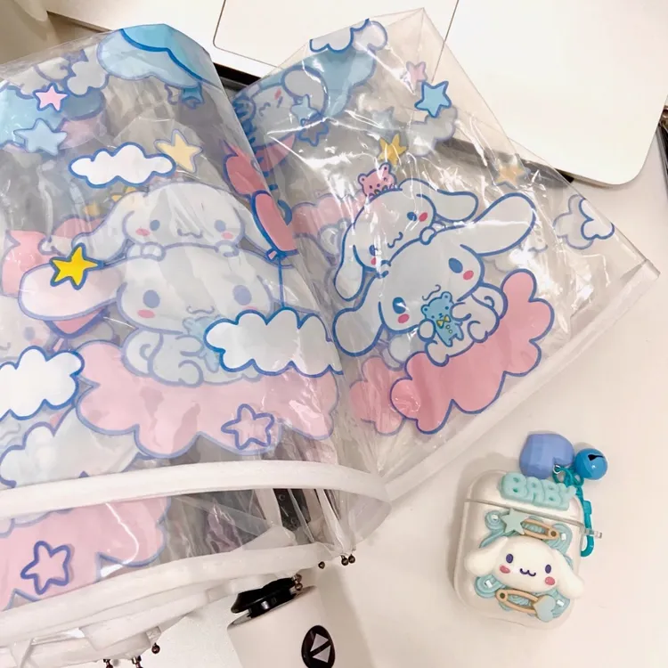 三丽鸥库洛米玉桂狗日系卡通折叠透明雨伞全自动学生ins森系透明