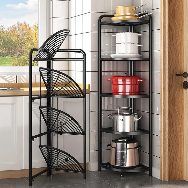 新疆包邮厨房折叠置物架三角架落地转角架放锅架子浴室墙角收纳架