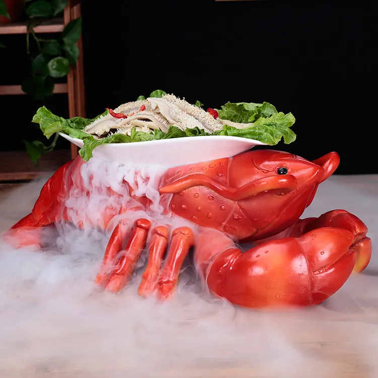 酒店特色小龙虾干冰创意个性餐具餐厅意境菜异形盘时尚高档餐具