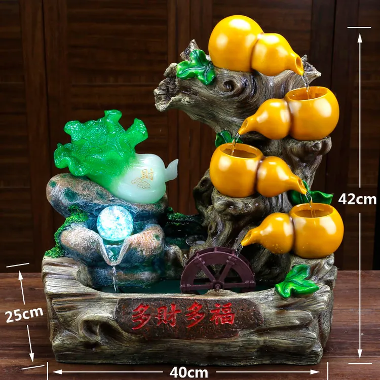 葫芦招财流水摆件创意手工生财流水喷泉客厅循环水开业送礼装饰