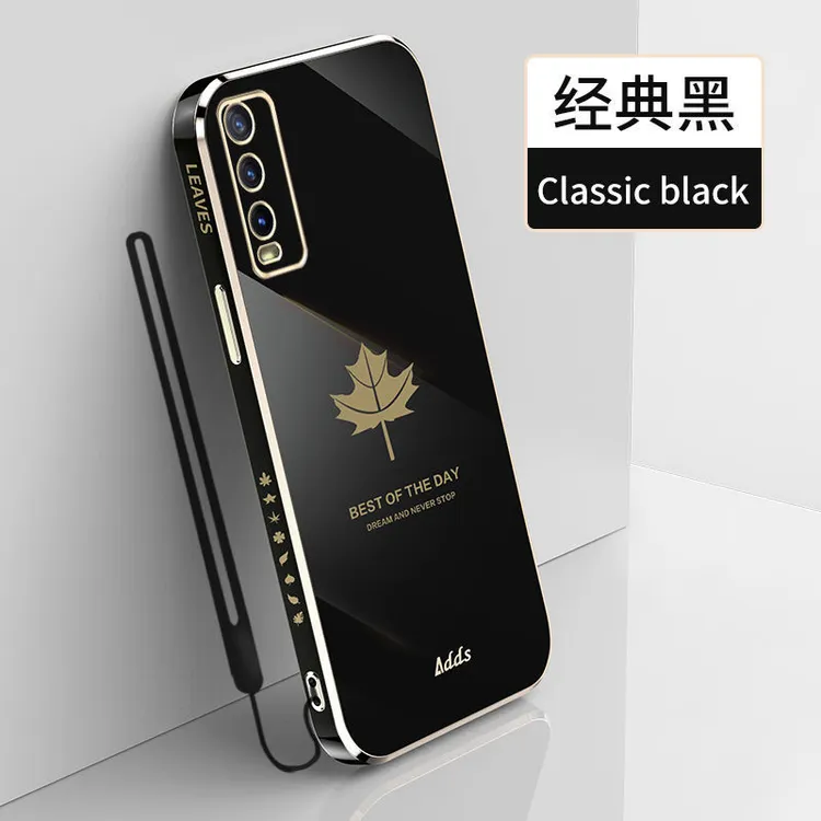 vivoY30手机壳Y30g新款直边电镀枫叶超薄软壳V2034A硅胶套防摔潮