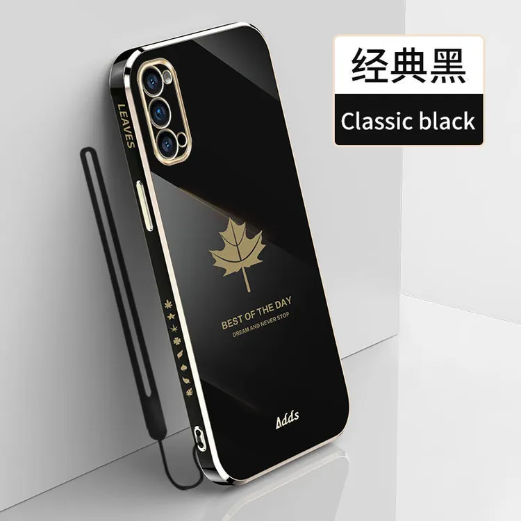 OPPOReno4手机壳新款电镀枫叶直边软硅胶PDPM00防摔全包保护套潮
