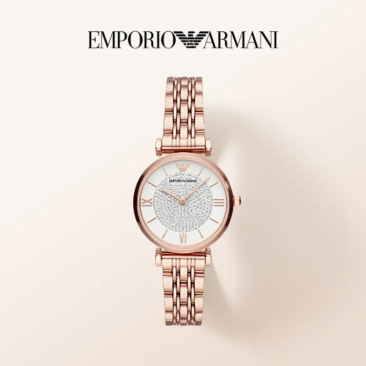 【店铺热销】Emporio Armani阿玛尼玫瑰金满天星时尚手表女AR11244