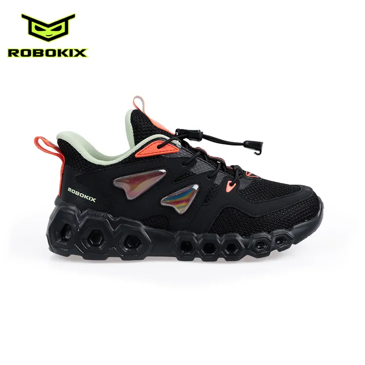 【工厂直销】ROBOKIX春季新款儿童休闲鞋轻盈减震防滑透气网布闪灯小白鞋