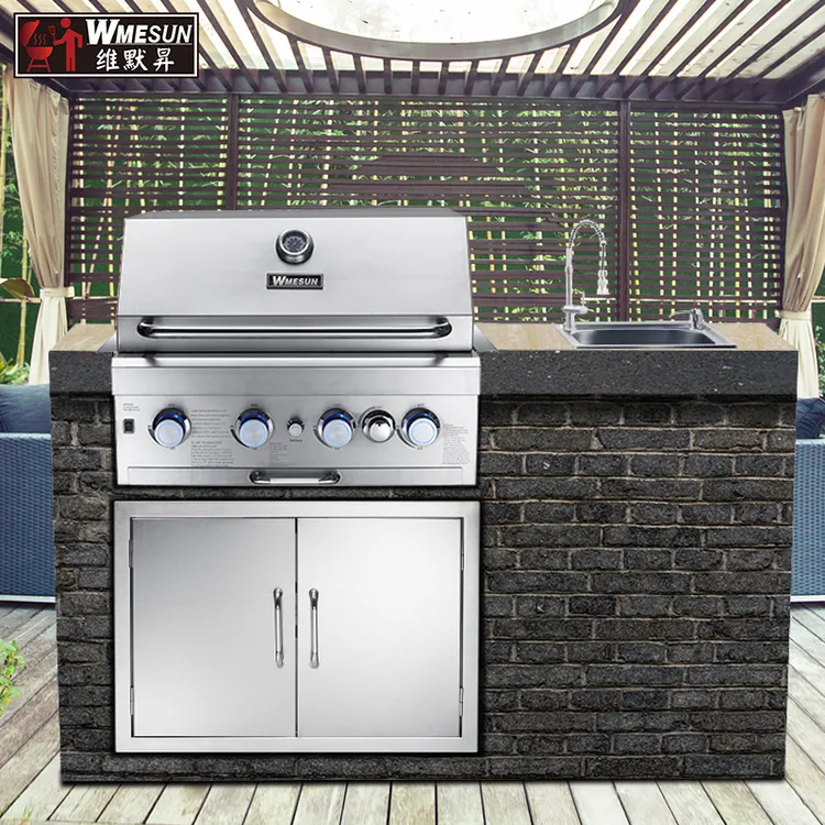 维默昇户外烧烤台别墅庭院烧烤架气碳两用烧烤炉阳台烧烤吧可定制