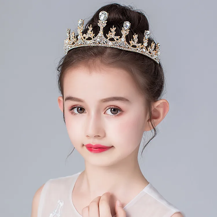 儿童皇冠公主头饰水晶小王冠宝宝生日艾莎发箍小女孩造型手工制作