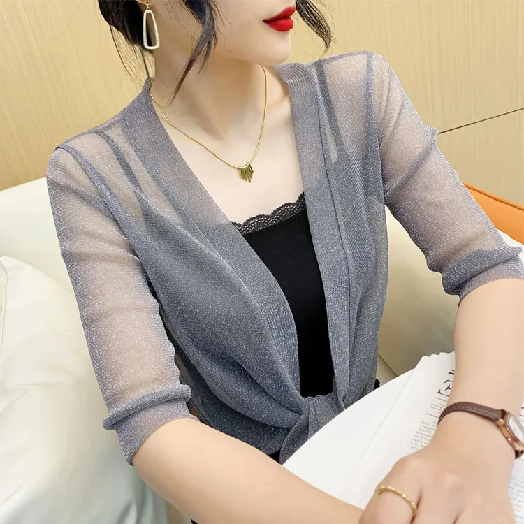 2023年披肩夏季配裙子大码小外套女防晒衣短款开衫外搭薄款空调衫