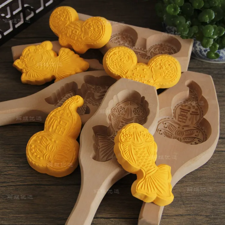 精品款手工雕刻面食模具 diy花样馒头卡子家用蒸馒头模子老式花形
