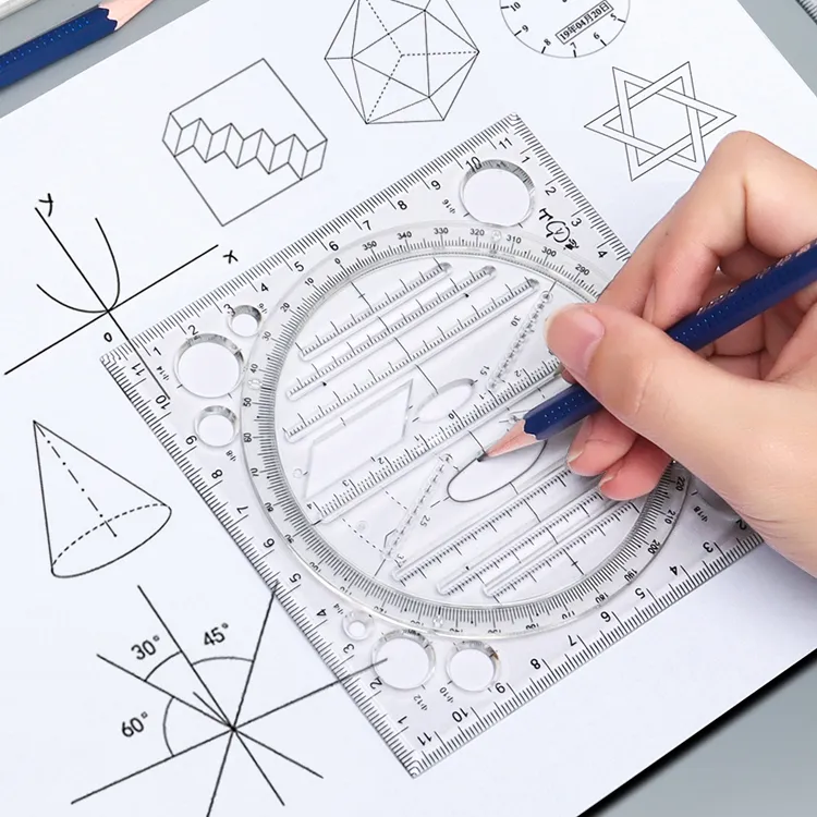 多功能尺子快速画圆几何图形绘图尺测量手抄报手账画图神器