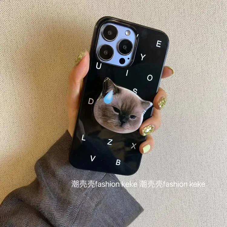 潮壳壳【适用于苹果】小猫气囊支架创意网红防摔手机壳