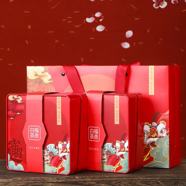 2018福鼎白茶饼干高山陈年枣香老寿眉礼盒装罐装小方片茶叶250克