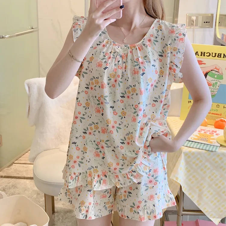 短袖短裤绵绸睡衣女2025年新款夏季大码薄款宽松可外穿家居服套装