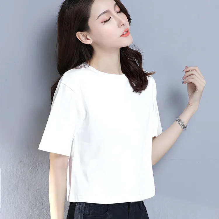 显瘦白色宽松T恤女短袖短款2025新款上衣服ins潮大码网红同款夏装
