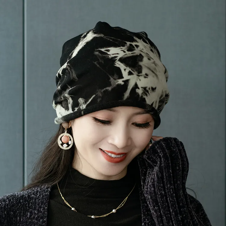 帽子女春秋时尚洋气薄款堆堆帽产后月子头巾针织女士包头空调冷帽