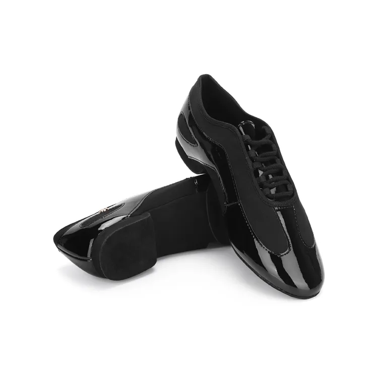 新版新款A8003-01黑色平跟拉丁摩登两用教师练习舞鞋漆