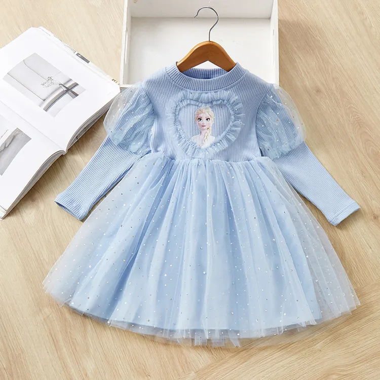 女童春装爱莎公主裙  新款儿童艾莎春秋礼服纱裙小女孩连衣裙子春