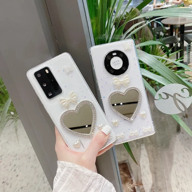 华为mate30/mate40系列手机壳p40/p40pro时尚蝴蝶结镜子手机壳