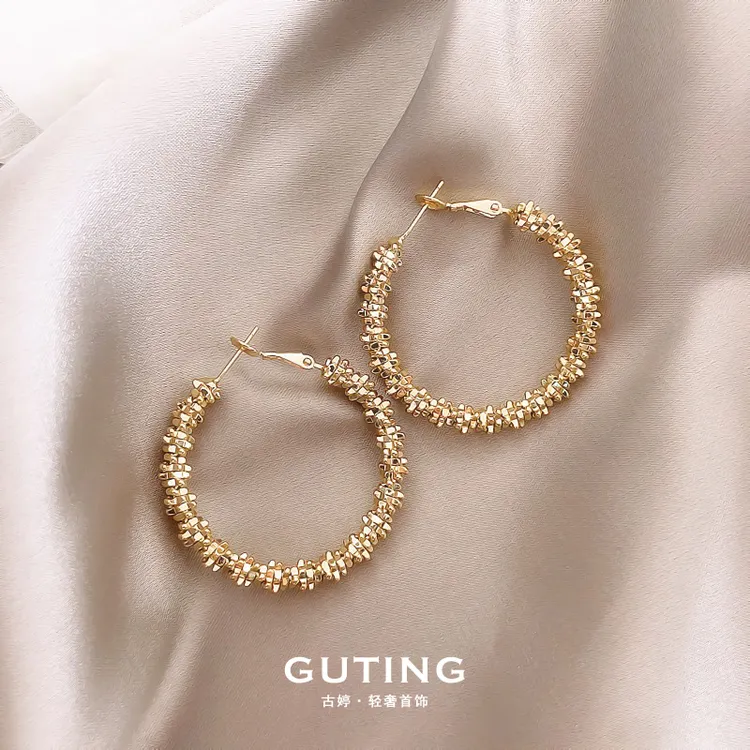 铜合金耳饰 5529修饰脸型圆形耳环大号耳圈首饰轻奢夸张气质耳饰