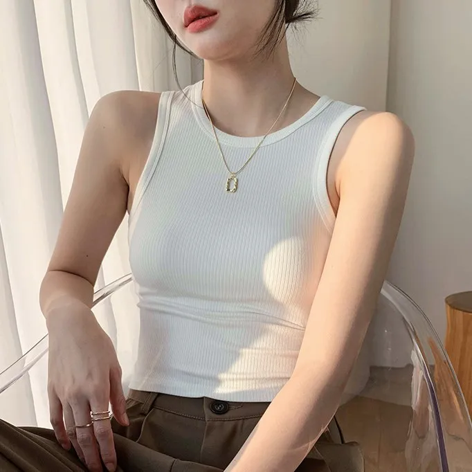白色吊带背心女短款外穿夏2025新款宽肩带内搭百搭修身遮副乳上衣