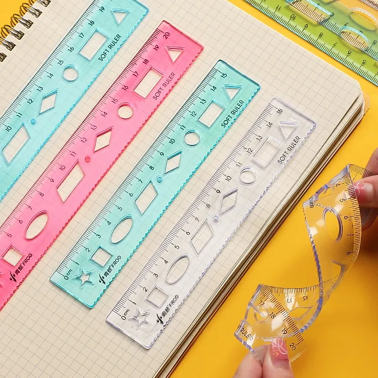 软尺小学生带波浪线套装可弯曲多功能15cm直尺一年级20cm绘图测量