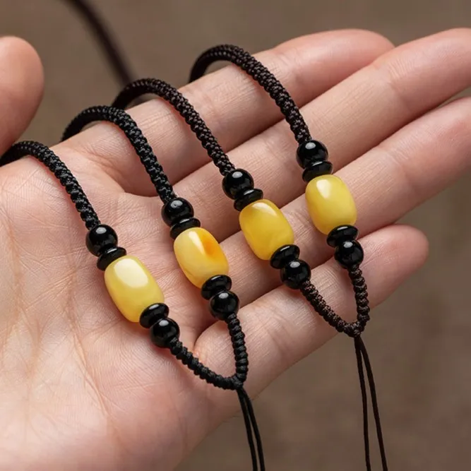 男女编织挂件项链老蜡手工编织玉坠玉佩项链女士吊手工编织玉石挂