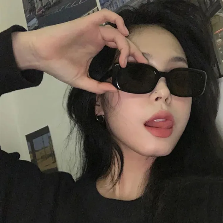 个性小窄框墨镜女欧美嘻哈凹造型太阳镜百搭防紫外线网红拍照眼镜