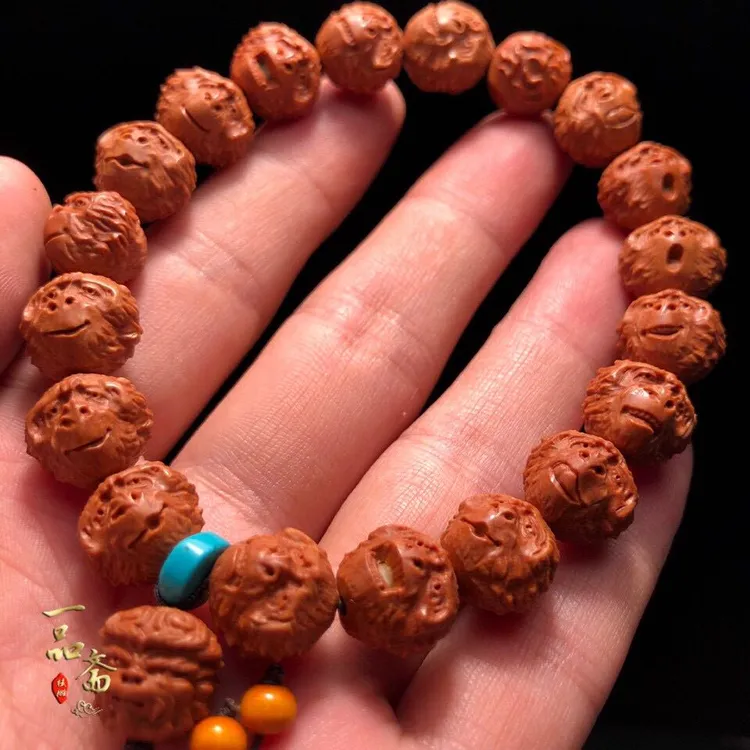 金刚猴头龙纹桃核手串高端精品文玩核桃雕刻猴王猴子橄榄核雕