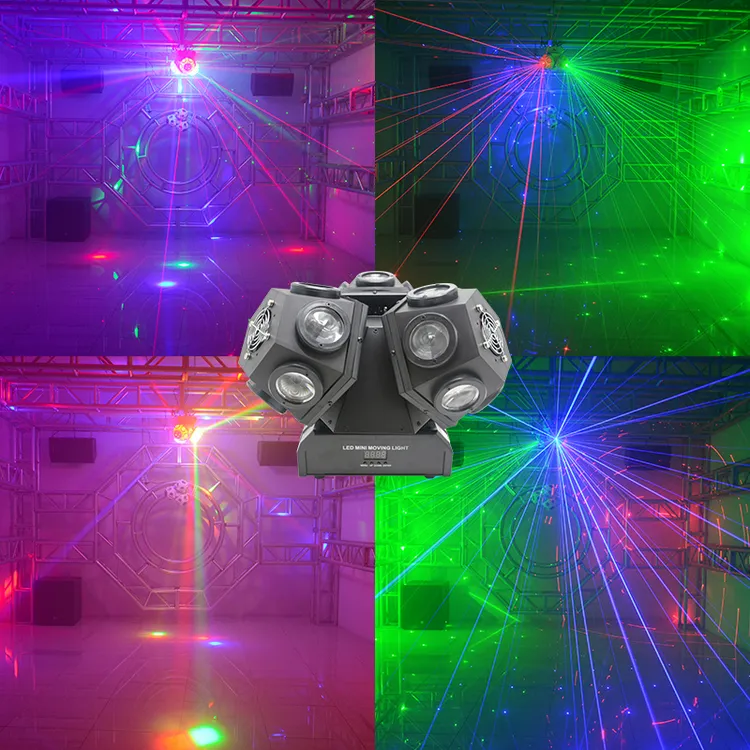 酒吧ktv三臂摇头激光灯声控蹦迪闪光灯LED光束激光灯七彩氛围灯