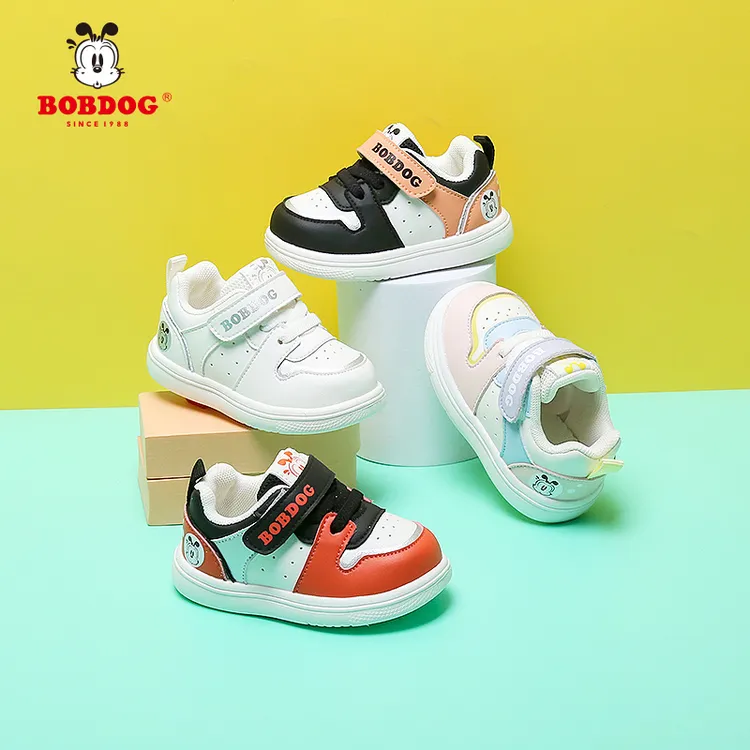 Bobdog/巴布豆【春季单鞋】新款男女儿童休闲皮面防水学步机能鞋109