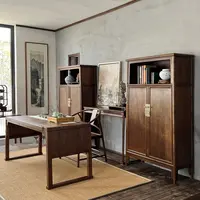 新中式书柜书架实木面条柜子茶叶柜玄关柜黑胡桃家具