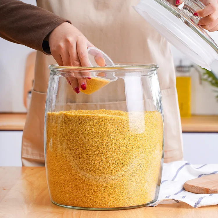 夸克玻璃密封罐家用米桶玻璃瓶大号泡菜坛透明带盖厨房杂粮储物罐
