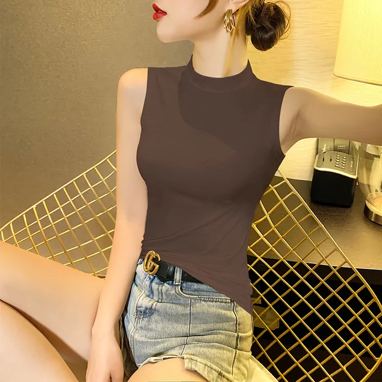 半高领吊带打底背心女夏季莫代尔薄款无袖女纯色打底百搭内搭上衣