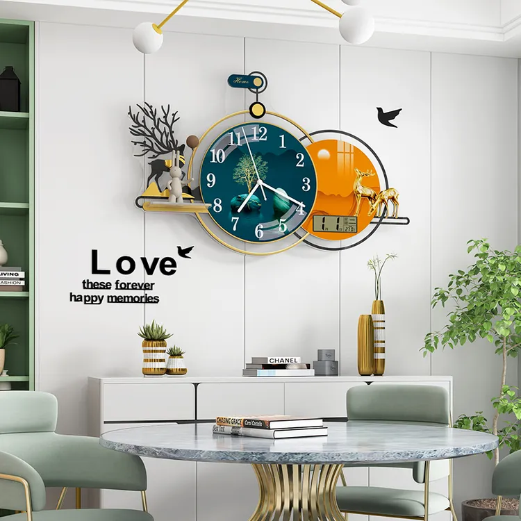 【美世达挂钟】沙漠绿洲万年历新款客厅钟表创意挂钟网红挂墙装饰