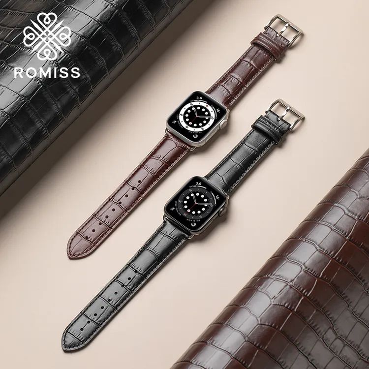 ROMISS意大利牛皮适用于iwatch8苹果手表表带applewatch7手表带