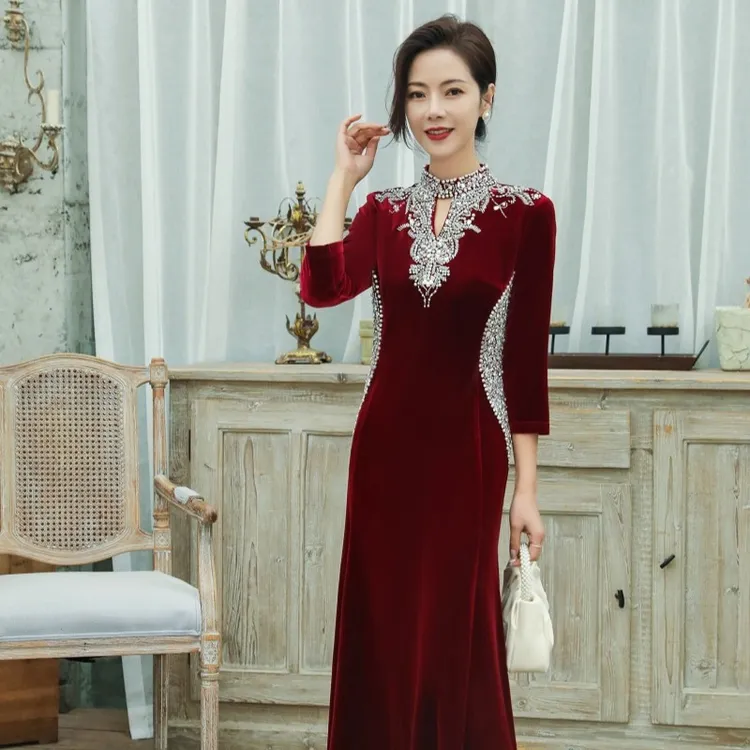 京羽裳72785重工艺手工钉珠高贵优雅气质礼服喜婆婆喜妈妈婚宴装