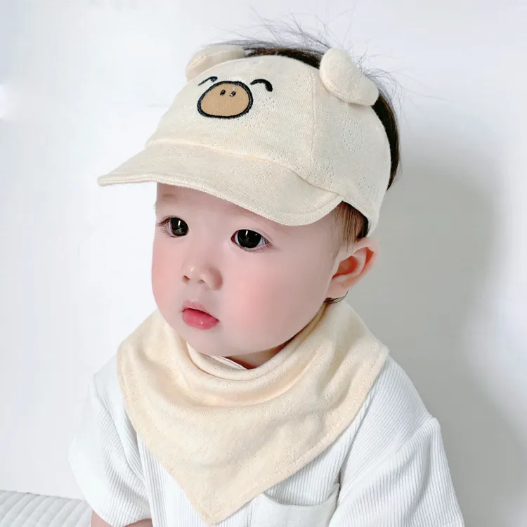 婴儿帽子夏季薄款新生儿护卤门鸭舌帽宝宝遮阳防晒凉帽空顶囟门帽