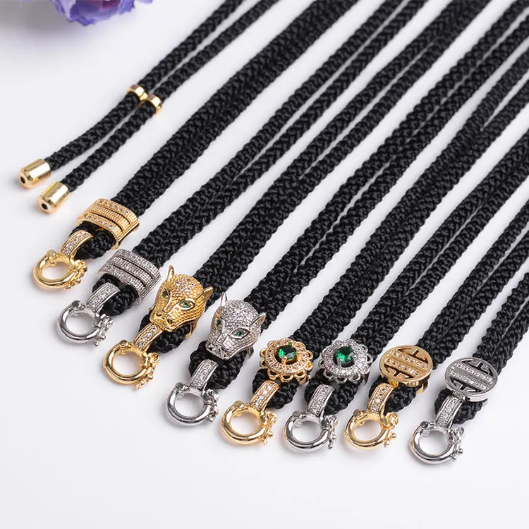 铜合金布艺吊坠 万能扣项链挂绳可调节手工编绳吊坠男女毛衣链绳