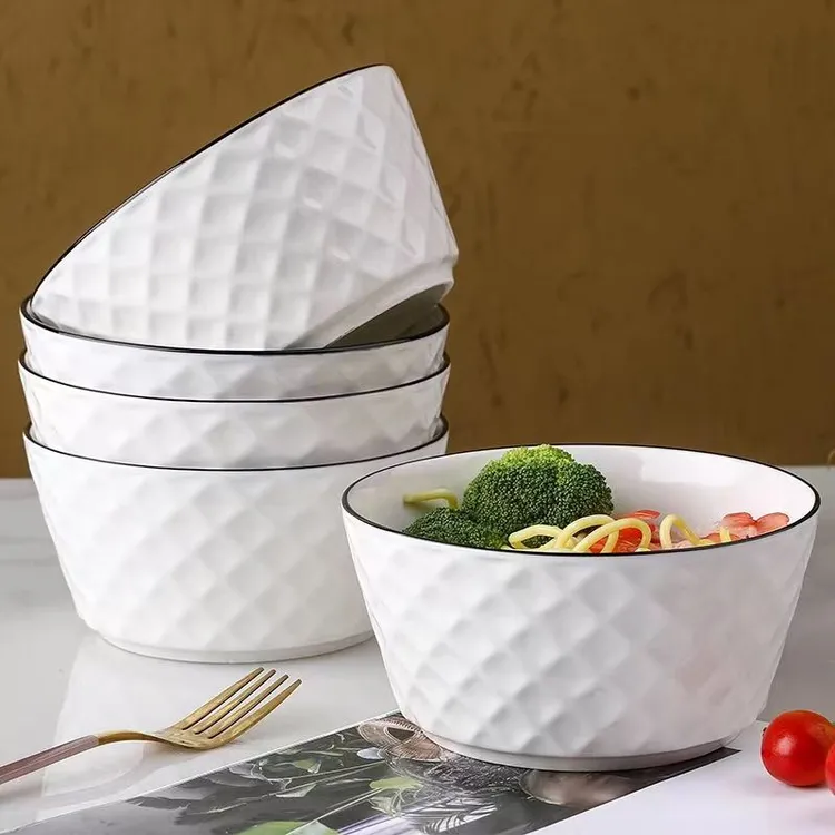 5英寸玫瑰钻石碗欧式加厚泡面碗大汤碗防烫吃饭碗饭碗家用大碗
