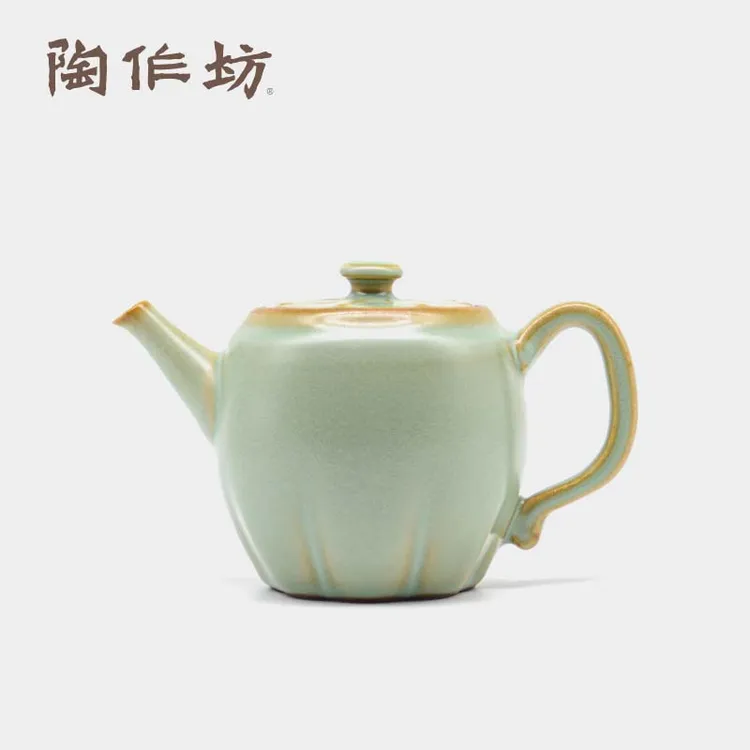 陶作坊台湾汝窑复古怀汝清荷壶天青粉青 中式茶具陶瓷茶壶茶道