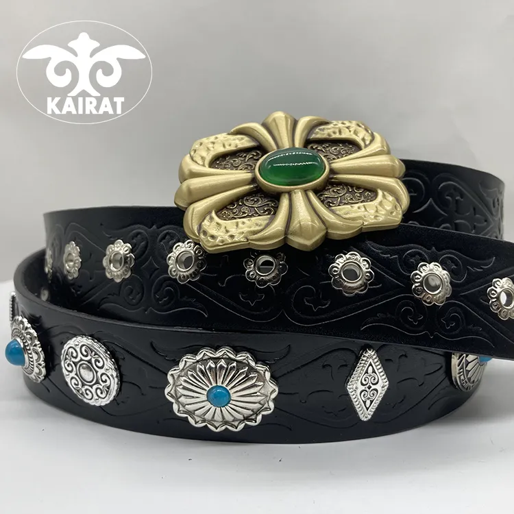 KAIRAT哈萨克风格纯铜头层牛皮私人订制皮带