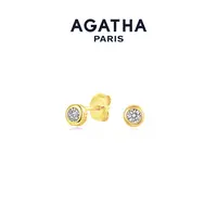 AGATHA 925银合成锆石耳饰 夏季尤莱特金银色豆豆迷你璀璨耳钉D